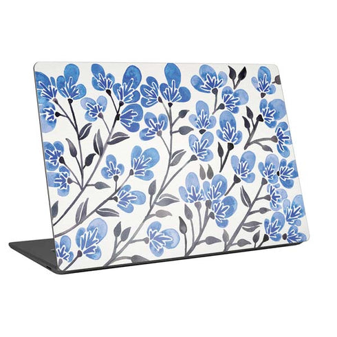 Cat Coq Blue Cherry Blossoms Universal Laptop 12in (9.8 x 6.8in) Skin